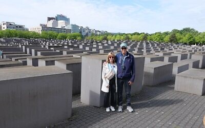 Alan and Barbara Kaplan pictured at the Memorial to the Murdered Jews in Europe.