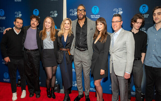 The cast and crew of “Bad Shabbos” lined up with Kenny Blank (gray jacket) on the red carpet. The cast and crew of “Bad Shabbos” lined up with Kenny Blank (gray jacket) on the red carpet.