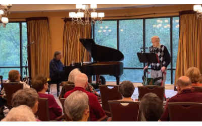Howard Levy and his father, Ira, who is 102, performed in April at Huntcliff Summit.
