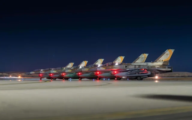 Israeli Air Force fighter jets depart for strikes in Iran, early June 13, 2025 // Photo Credit: Israel Defense Forces/Times of Israel