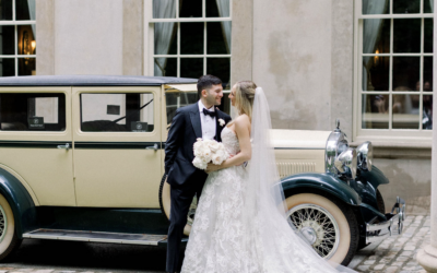 Jennifer and Max are pictured in front of a Rolls Royce that would eventually whisk them off to an after party.