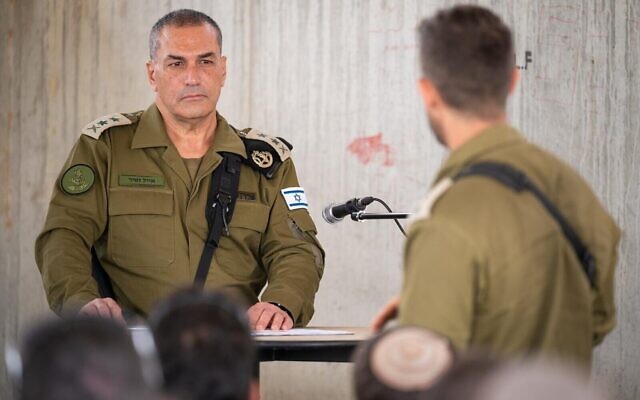 IDF Chief of Staff Lt. Gen. Eyal Zamir meets with reservists at the Tze'elim training base in southern Israel, May 14, 2025 // Photo Credit: Israel Defense Forces/Times of Israel