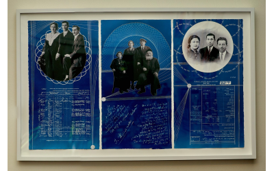 Adam Koplan commissioned Micheal Reese, artist and teacher, to create this sentimental Jewish heritage piece incorporating family history.