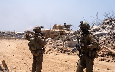 IDF troops of the Givati Brigade are seen in northern Gaza's Beit Hanoun, July 30, 2025 // Photo Credit: Emanuel Fabian/Times of Israel