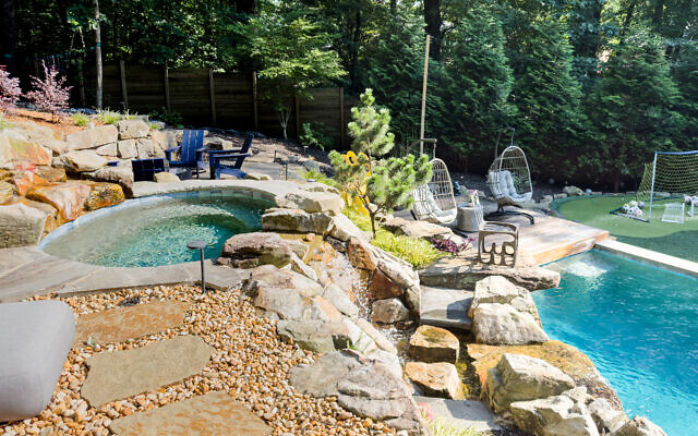 The Wolperts love to entertain and have pool parties. The dogs like the area the most. 