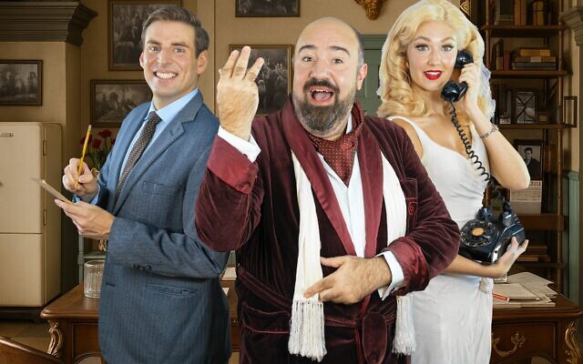 (From left) Tyler Pirrung as Leo Bloom alongside Adam Shapiro as Max Bialystock, and Celine Sullivan as Ulla in Broadway’s most Tony-Awarded musical of all time, “The Producers,” a Mel Brooks musical // Photo Credit: City Springs Theatre Company (From left) Tyler Pirrung as Leo Bloom alongside Adam Shapiro as Max Bialystock, and Celine Sullivan as Ulla in Broadway’s most Tony-Awarded musical of all time, “The Producers,” a Mel Brooks musical // Photo Credit: City Springs Theatre Company