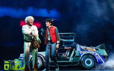 One of the real stars of the stage production of “Back to the Future” at the Fox Theater was the DeLorean automobile and time machine.