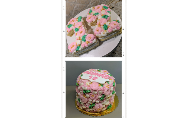 Two cakes made by Batya Silverman for her principal’s daughter’s bat mitzvah ceremony. Two cakes made by Batya Silverman for her principal’s daughter’s bat mitzvah ceremony.
