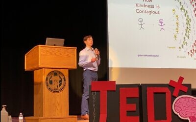 Goodhart during his TEDx talk in Massachusetts.