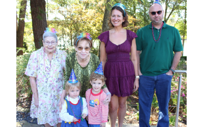 The three sets of twins: 82-year-olds Rochelle Greenblatt and Helaine Silverboard, 49-year-olds Rebecca and Todd Patt, and 3-year-olds Emily and Anderson Terry.