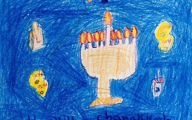 Akiva Zinn
Parents: Cory Isaacson and Avi Zinn
Age: 7
Artwork Title: A Bright Chanukah