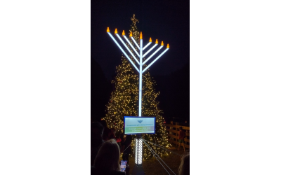 The Light Up Dunwoody Menorah, dedicated last year in memory of Sgt. Rose Ida Lubin.