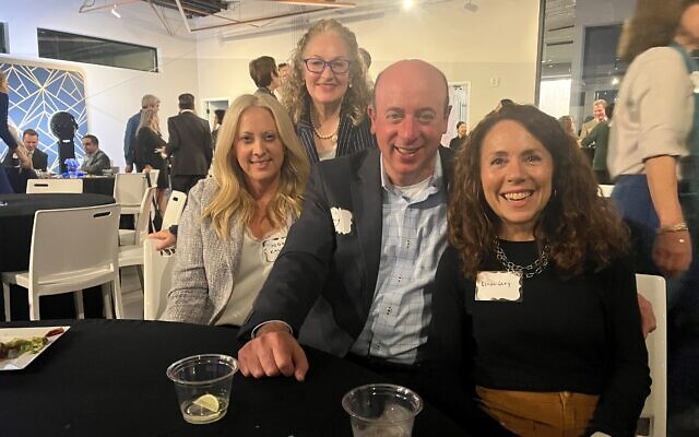 (Rear) Rachel Ruskin and (from left) Jodi Kalson and Bert Levy and Linda Levy were among the legal minds exchanging ideas and well wishes. (Rear) Rachel Ruskin and (from left) Jodi Kalson and Bert Levy and Linda Levy were among the legal minds exchanging ideas and well wishes.