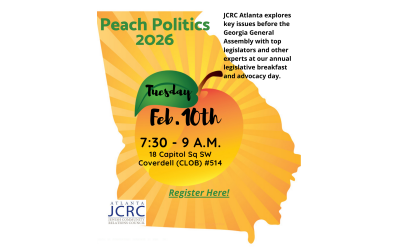 The Jewish Community Relations Council of Atlanta will host Peach Politics 2026 on Feb. 10 at the Coverdell Legislative Office Building.