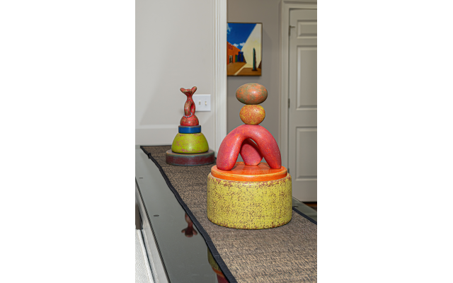 These orange sculptures are by San Antonio artist Danville Chadbourne. These orange sculptures are by San Antonio artist Danville Chadbourne.