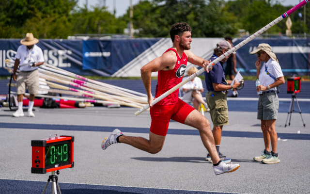 University of Georgia senior, Alon Rogow, one of the country’s elite pole vaulters, has leveraged his NIL opportunities to represent the Blue Square Alliance Against Hate foundation // Photo Credit: Alon Rogow University of Georgia senior, Alon Rogow, one of the country’s elite pole vaulters, has leveraged his NIL opportunities to represent the Blue Square Alliance Against Hate foundation // Photo Credit: Alon Rogow
