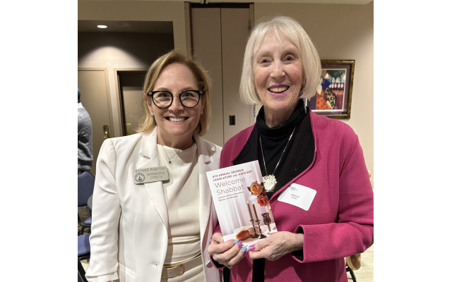 Esther Panitch (left) Georgia State Rep. District 51, and a Hadassah Life Member, joins Simone Wilker, Hadassah advocacy chair, at the fourth annual George Legislature and Judiciary Welcome Shabbat sponsored by the American Jewish Committee. Panitch was an honorary co-chair of the event.