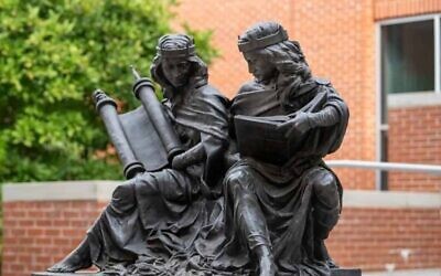 The Marist School sculpture is of Jews and Catholics symbolically studying sacred texts together.