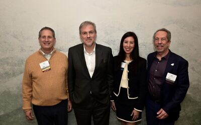 Mark Kopkin, co-chair, JNF-USA’s Atlanta Board Major Gifts Committee; Bret Stephens; Justine Cohen, co-chair, JNF-USA’s Atlanta Board Major Gifts Committee; and Andy Siegel, President, JNF-USA Atlanta Board of Directors pictured at Congregation B’nai Torah on Feb. 12.