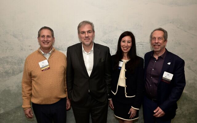 Mark Kopkin, co-chair, JNF-USA’s Atlanta Board Major Gifts Committee; Bret Stephens; Justine Cohen, co-chair, JNF-USA’s Atlanta Board Major Gifts Committee; and Andy Siegel, President, JNF-USA Atlanta Board of Directors pictured at Congregation B’nai Torah on Feb. 12.