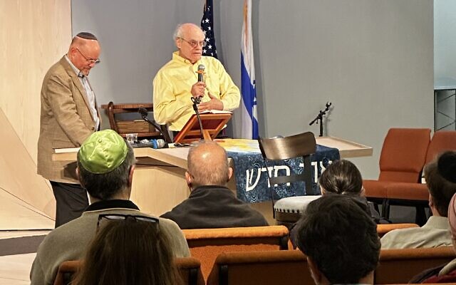 CIE President Ken Stein (right) is pictured at Congregation Or Hadash with Eisenstadt // Photo Credit: Lynn Epstein CIE President Ken Stein (right) is pictured at Congregation Or Hadash with Eisenstadt // Photo Credit: Lynn Epstein
