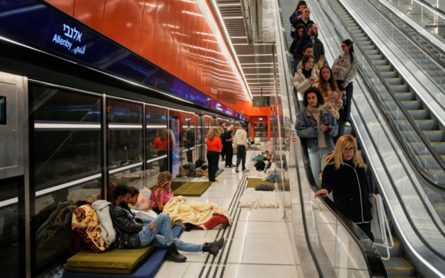 Train and light rail stations across Israel have found another purpose -- serving as makeshift bomb shelters.