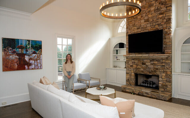 Brooke Polacheck likes the focus of the stone fireplace in the keeping room.