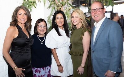 Dayna Royal, The Tasting Experience 2026 co-chair; Terri Bonoff, JF&CS Champion of Inclusion 2026 recipient and CEO Emeritus; Michele Hirsch, The Tasting Experience 2026 co-chair; Louise Samsky, The Tasting Experience 2026 co-chair; Jay Cranman, JF&CS CEO // All Photos by Patti Covert/Scenesations