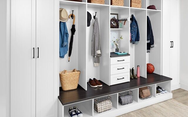 Each family member has a designated area for getting organized on-the-go.