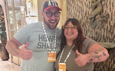 Jessica Miller alongside Noah Auten of Jewish Kids Group Decatur, who also attended the Aleh Summit.