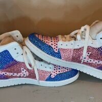 These high tops were designed to match a bat mitzvah dress and were preserved as keepsakes.