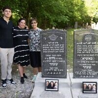 Jessica Wilson with her son and mother at the gravesite.
