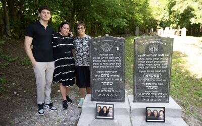 Jessica Wilson with her son and mother at the gravesite.