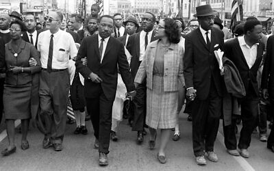 Morton Broffman, “King in Montgomery” (at the culmination of the Selma to Montgomery march, on March 25, 1965. From left: Juanita Abernathy, Ralph Bunche, Martin Luther King, Jr., Coretta Scott King, the Rev. Fred Shuttlesworth, Hosea Williams.