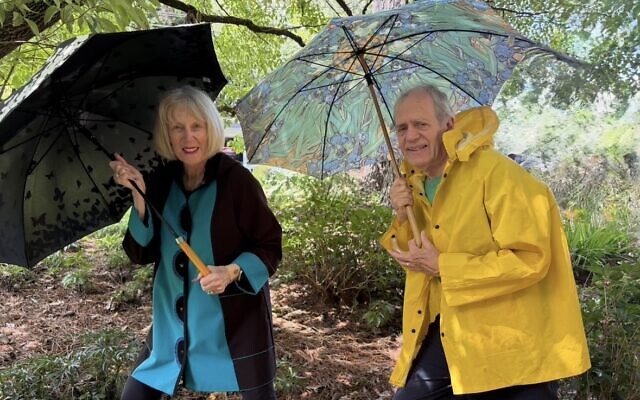 The Jewish Earth Alliance held Pre-Tisha B’av meetings with two Georgia senators’ offices to talk about preserving the environment. Bill Witherspoon (right), chair of the Georgia Lobby Day Group, is teamed up with Simone Wilker, advocacy chair for Hadassah Greater Atlanta, as they prepare for possible severe, rainy weather conditions in the Atlanta area. 