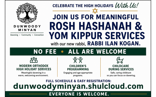 Dunwoody Minyan has welcomed Rabbi Ilan Kogan as the congregation’s first rabbi.