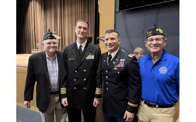Navy Capt. Henry Levine, Cdr, JWV Atlanta Post 112, Public Health Officer Capt. Andrew Geller, Lt. Col. Gavin Ellman, Army Maj. Robert Max, Cdr, Dept. of the Southeast