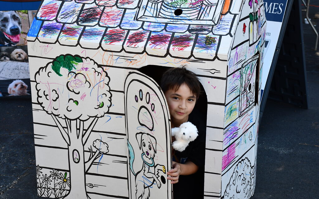 The AJT’s booth featured a dog house that invited children to color with markers.