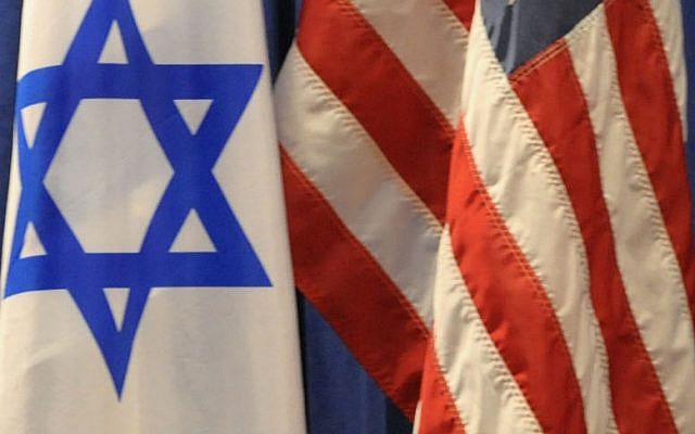 Israeli and US flags (Moshe Milner/GPO/Flash90)