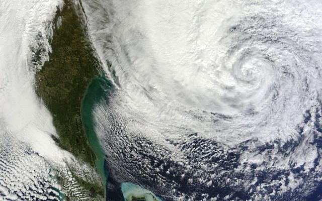 Hurricane Sandy off the Carolina coast on Sunday (photo credit: CC BY NASA)
