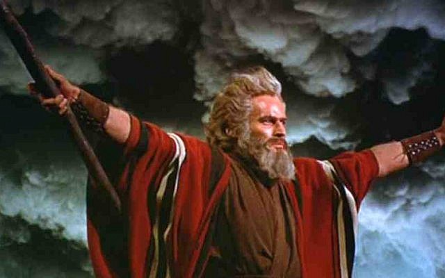 Charlton Heston as Moses in 1956's Cecil B. DeMille epic, 'The Ten Commandments' (photo credit: Paramount pictures)