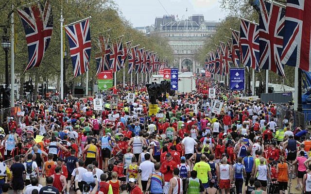 Illustrative: Competitors make their way from the finish area at the London Marathon in 2010. (Tom Hevezi/AP)