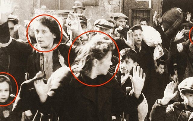 The faces not shown in a Haredi publication (illustrative image, from detail of the famous photo from Jürgen Stroop's report to Heinrich Himmler from May 1943)