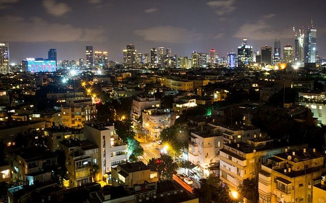 Illustrative view of Tel Aviv at night, August 29, 2016. (Miriam Alster/Flash90)