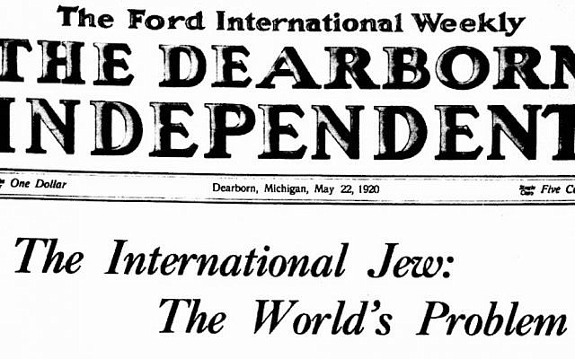 Henry Ford starts a 7 year campaign of hate against Jews in his newspaper. May 22, 1920 (public domain)