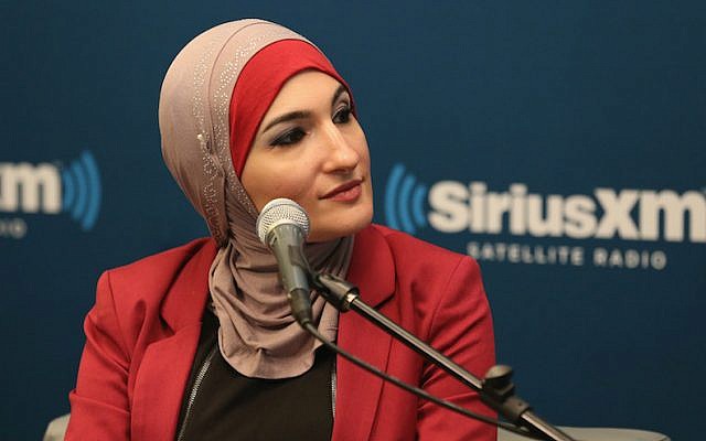 Muslim activist and BDS supporter Linda Sarsour at SiriusXM event 'Muslim in America' in New York City, October 26, 2015. (Robin Marchant/Getty Images for SiriusXM/via JTA)