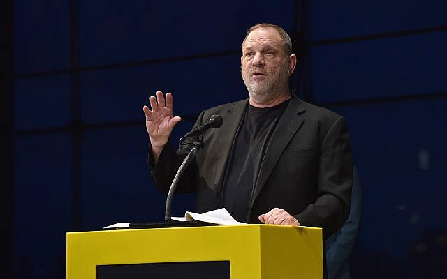 Harvey Weinstein speaking at National Geographic's Further Front Event at Jazz at Lincoln Center in New York City, April 19, 2017. (Bryan Bedder/Getty Images for National Geographic)