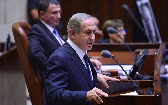 Benjamin Netanyahu in the Knesset. November 13, 2016. (Photo by Ohad Zwigenberg/POOL via JINIPIX)