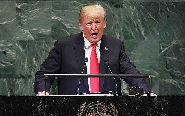 US President Donald Trump addresses the United Nations General Assembly in New York City, on September 25, 2018. (John Moore/Getty Images/AFP)