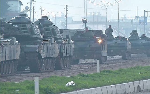 Turkish military forces on the road to Afrin, Syria (Credit: VOA/Wikimedia Commons).